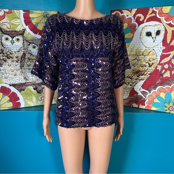 Vintage Ann Green Blouse Sequin - Picture 3 of 10